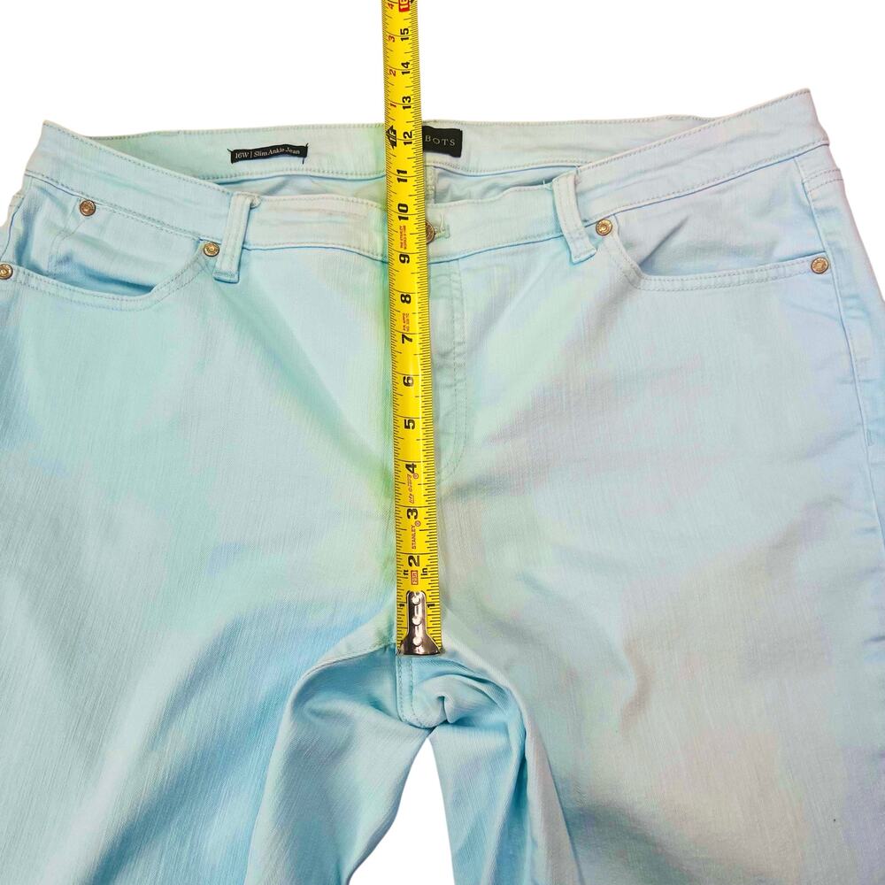 Talbots Slim Ankle Jean 16W Cool Mint Slimming Stretch Preppy Casual Coastal - Picture 5 of 10